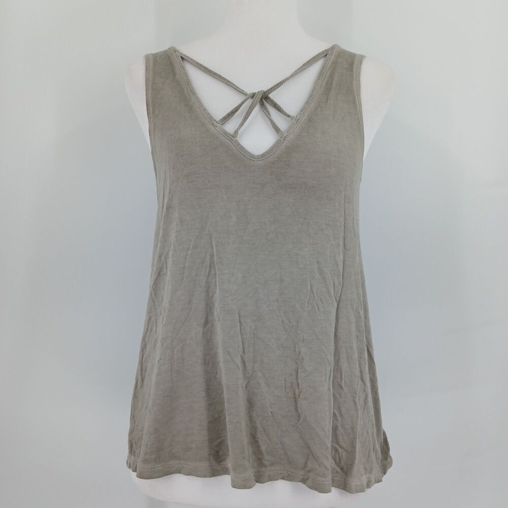 American Eagle Soft & Sexy Strappy High Neck Tank Top Gray small